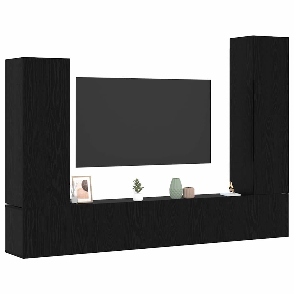 vidaXL TV Cabinet Set 4 pcs 30.5 x 30 x 110 cm Black Oak 3