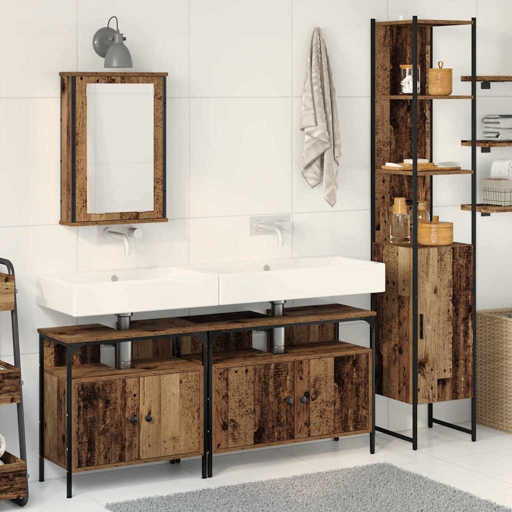 vidaXL Bathroom Furniture Set 4 pcs Old Wood Engineered Wood 1