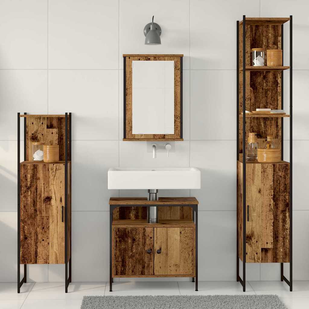 vidaXL Bathroom Furniture Set 4 pcs Old Wood Engineered Wood 4