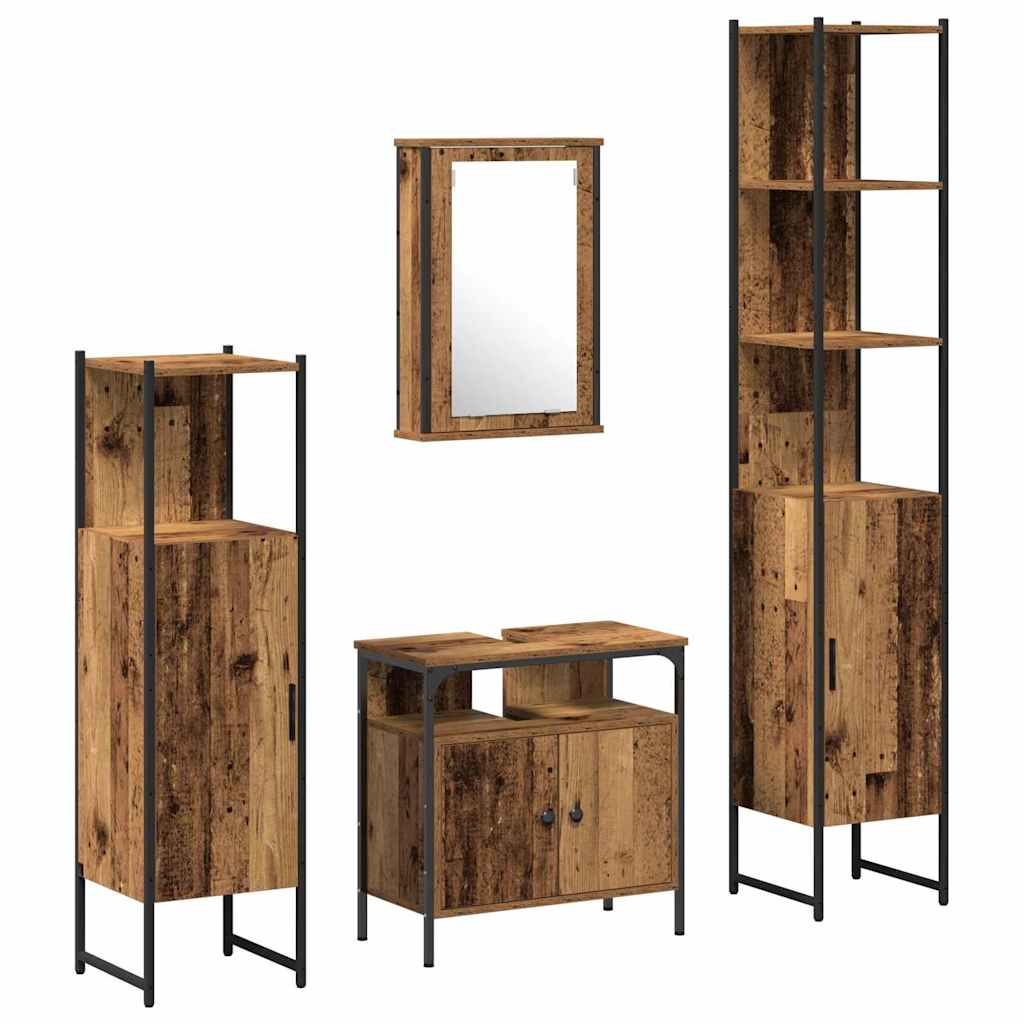 vidaXL Bathroom Furniture Set 4 pcs Old Wood Engineered Wood 2