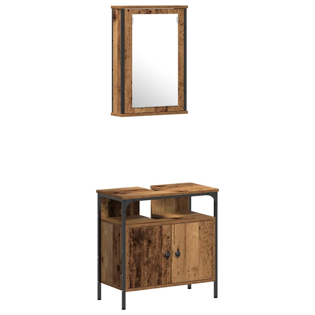 vidaXL Bathroom Furniture Set 4 pcs Old Wood Engineered Wood 6