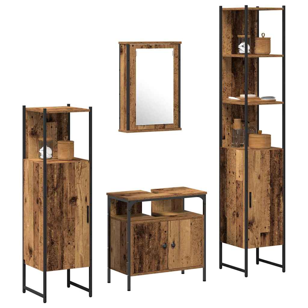vidaXL Bathroom Furniture Set 4 pcs Old Wood Engineered Wood 3