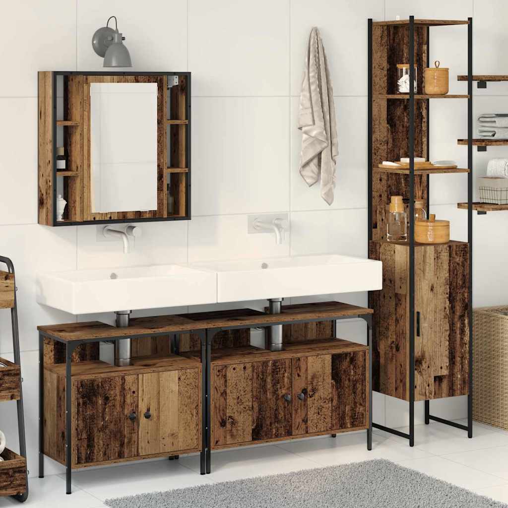 vidaXL Bathroom Furniture Set 4 pcs Old Wood Engineered Wood 1
