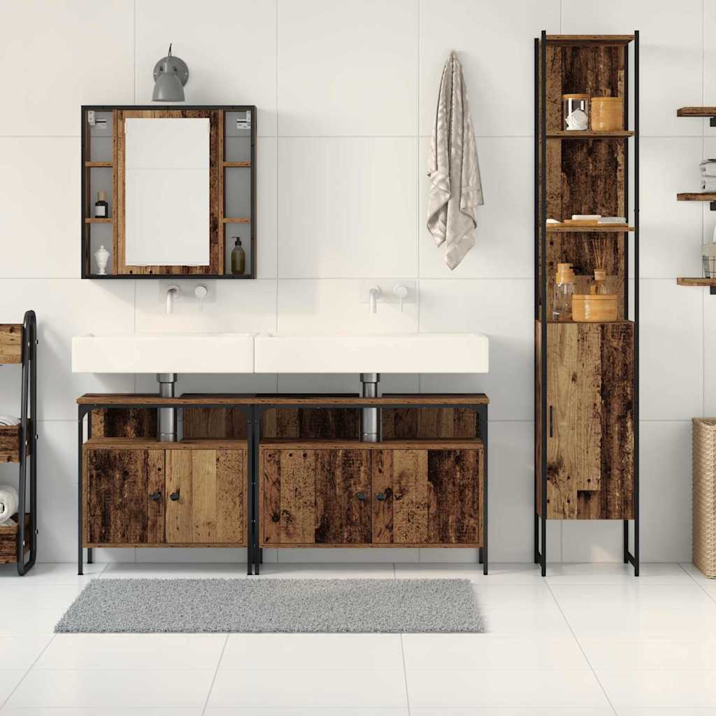 vidaXL Bathroom Furniture Set 4 pcs Old Wood Engineered Wood 4