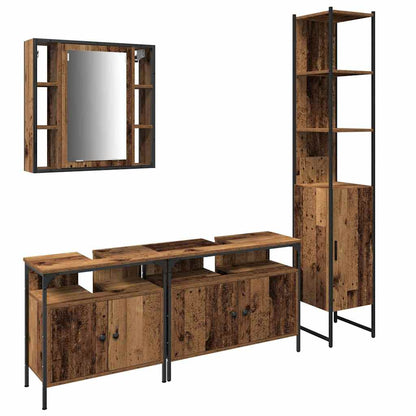 vidaXL Bathroom Furniture Set 4 pcs Old Wood Engineered Wood 2