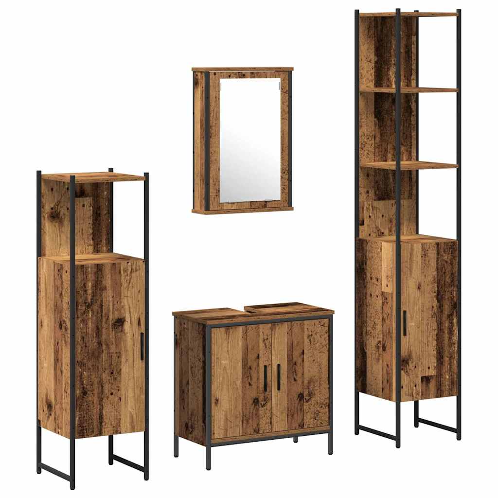 vidaXL Bathroom Furniture Set 4 pcs Brown Engineered wood 2