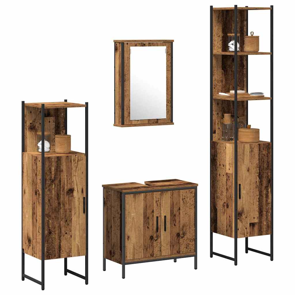 vidaXL Bathroom Furniture Set 4 pcs Brown Engineered wood 3
