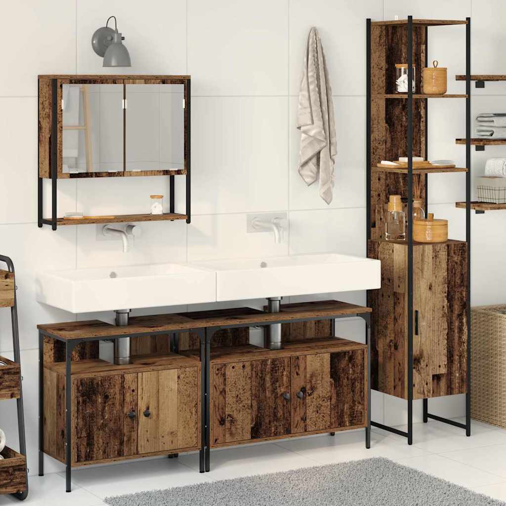 vidaXL Bathroom Furniture Set 4 pcs Old Wood Engineered Wood 1