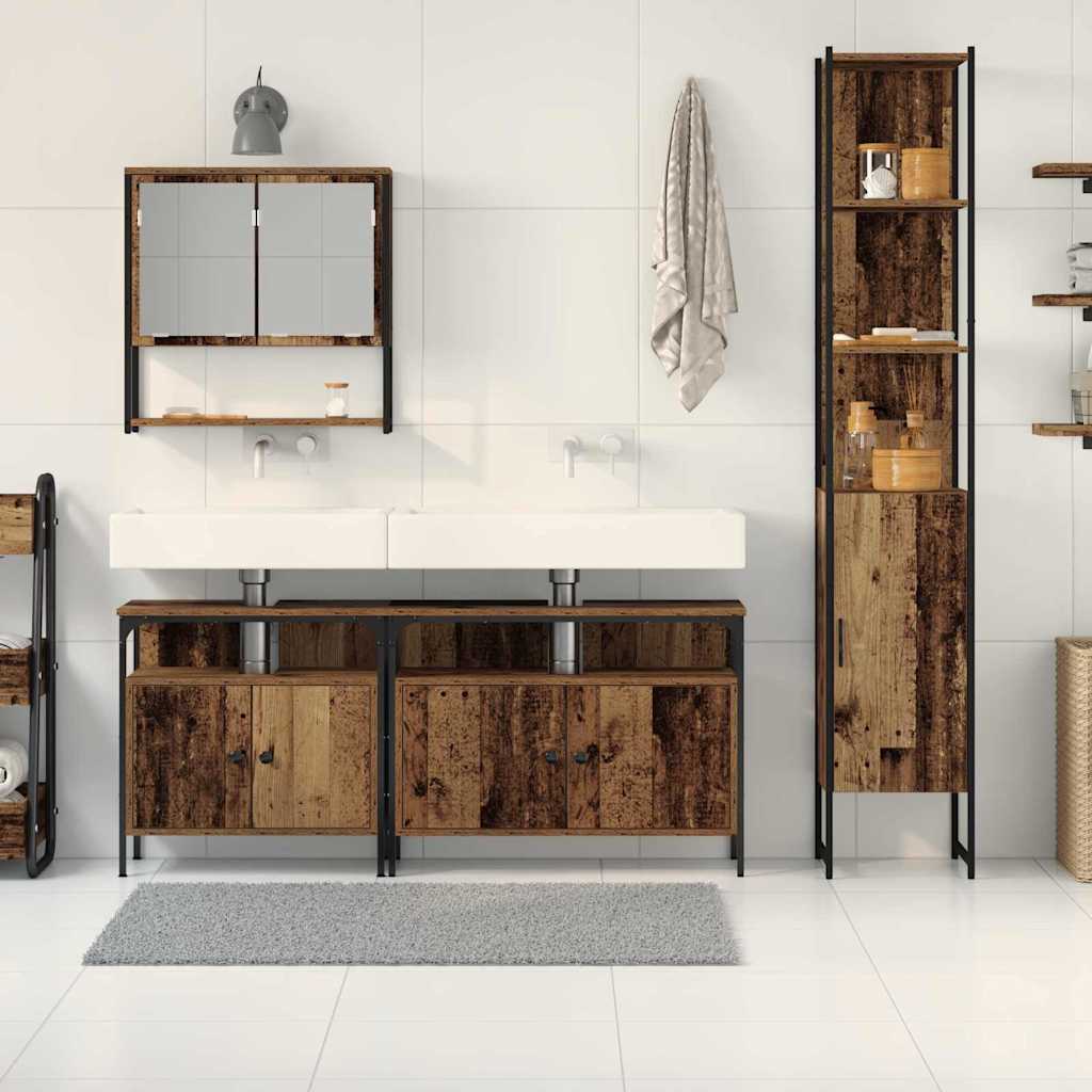vidaXL Bathroom Furniture Set 4 pcs Old Wood Engineered Wood 4
