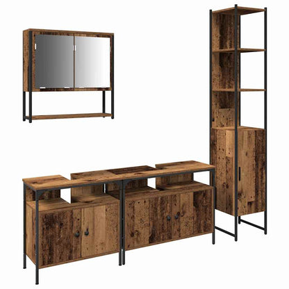 vidaXL Bathroom Furniture Set 4 pcs Old Wood Engineered Wood 2