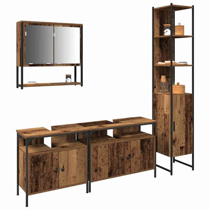 vidaXL Bathroom Furniture Set 4 pcs Old Wood Engineered Wood 3