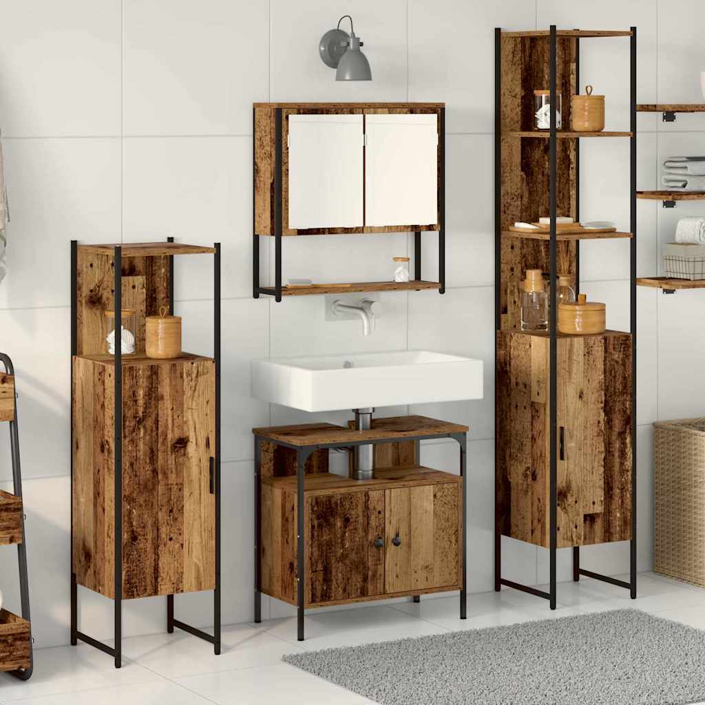 vidaXL Bathroom Furniture Set 4 pcs Old Wood Engineered Wood 1