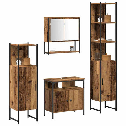 vidaXL Bathroom Furniture Set 4 pcs Old Wood Engineered Wood 3
