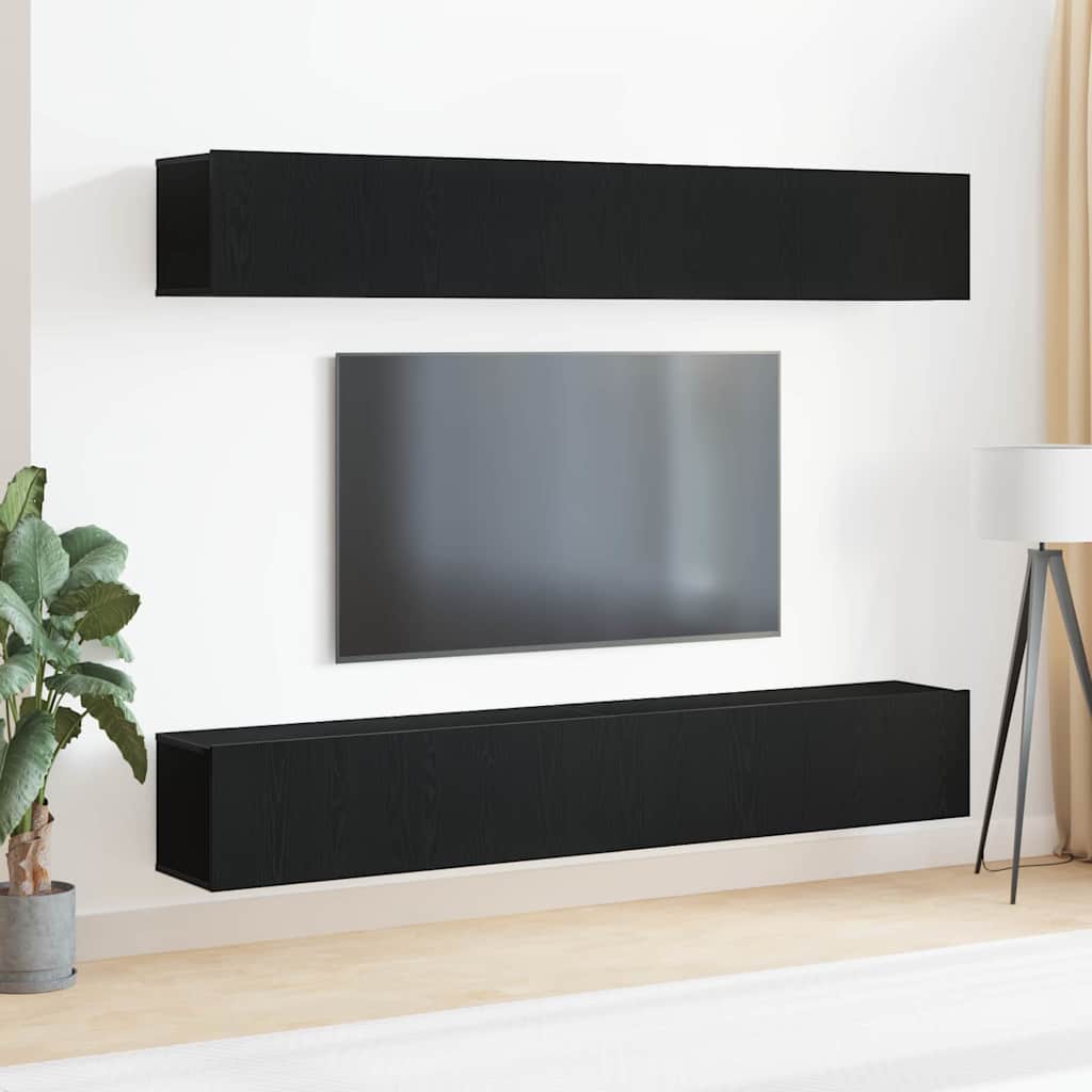 vidaXL TV Cabinet Set 4 pcs Black Oak Engineered Wood 1