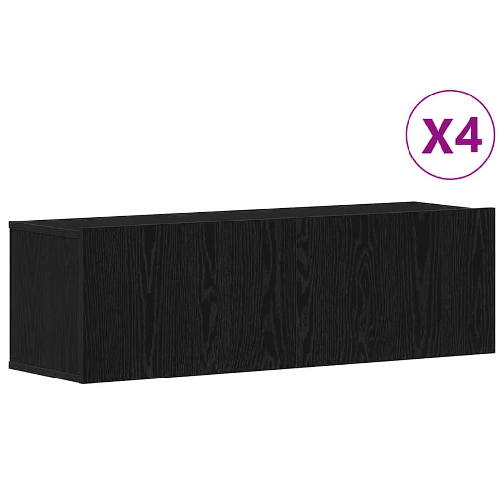 vidaXL TV Cabinet Set 4 pcs Black Oak Engineered Wood 4