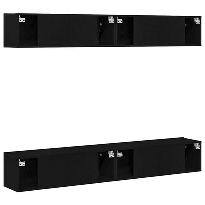 vidaXL TV Cabinet Set 4 pcs Black Oak Engineered Wood 5