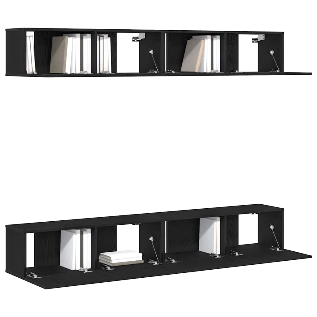 vidaXL TV Cabinet Set 4 pcs Black Oak Engineered Wood 3