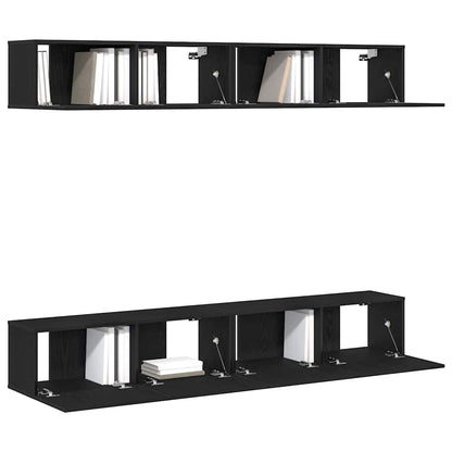 vidaXL TV Cabinet Set 4 pcs Black Oak Engineered Wood 3