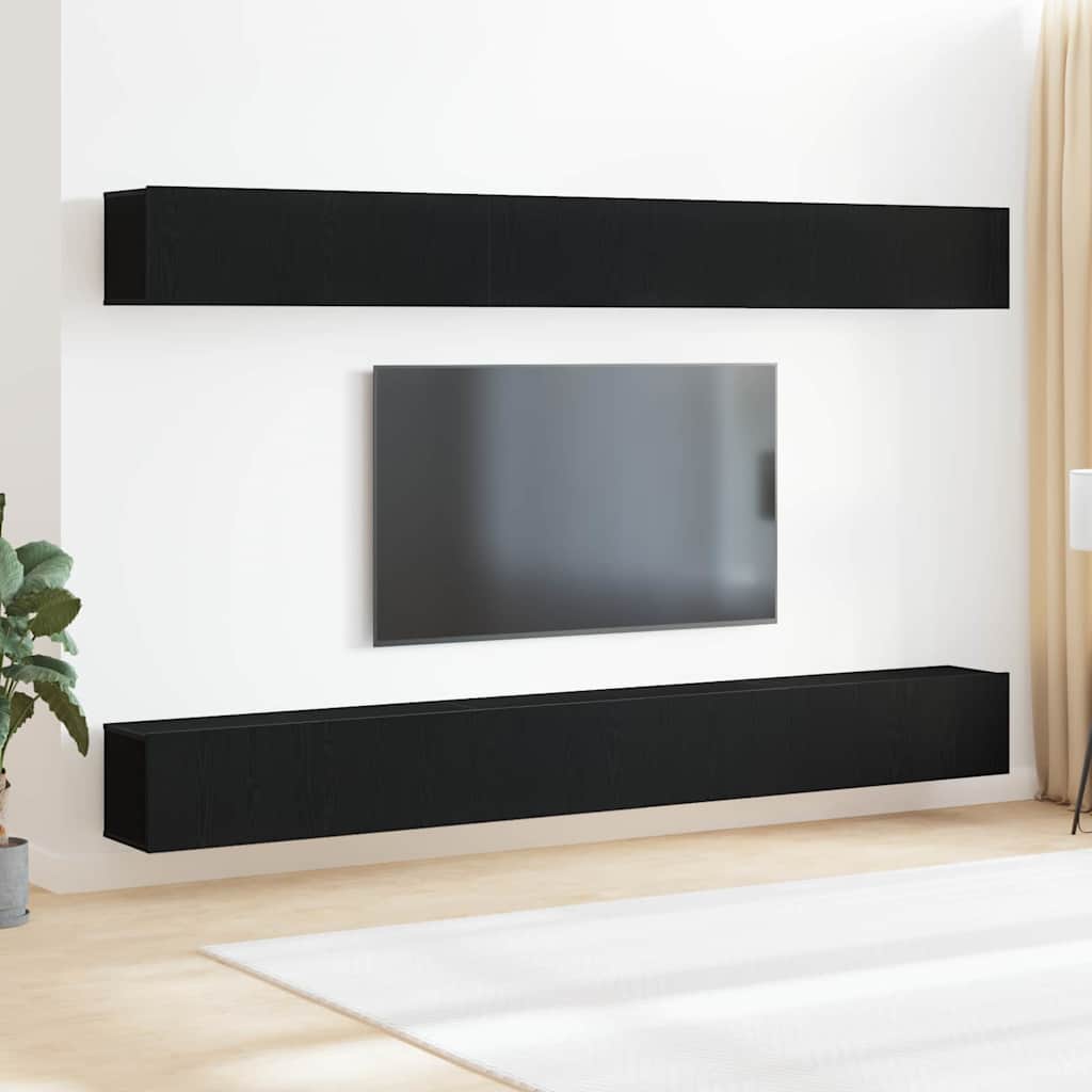vidaXL TV Cabinet Set 6 pcs Black Oak Engineered Wood 1