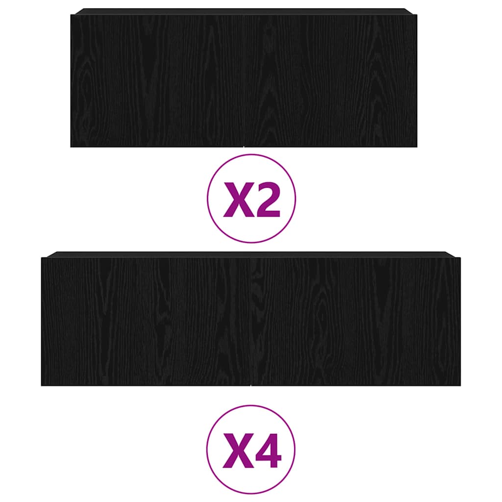 vidaXL TV Cabinet Set 6 pcs Black Oak Engineered Wood 4