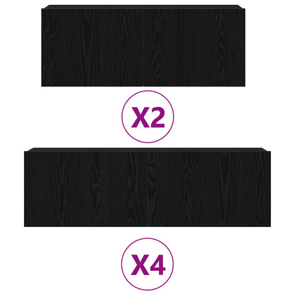 vidaXL TV Cabinet Set 6 pcs Black Oak Engineered Wood 4
