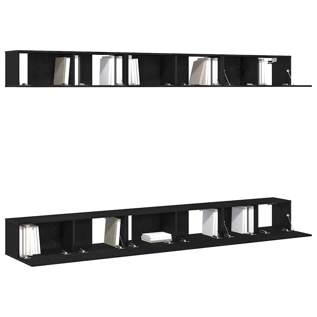 vidaXL TV Cabinet Set 6 pcs Black Oak Engineered Wood 3