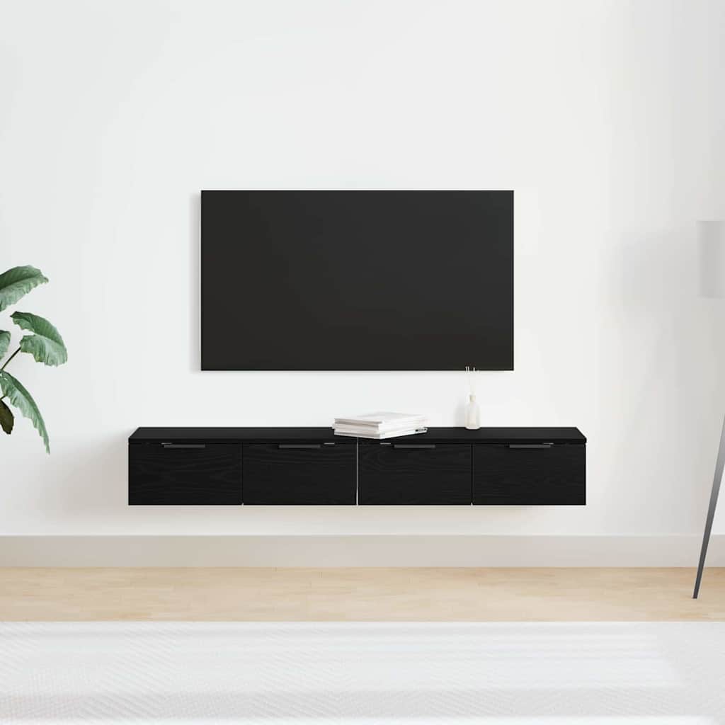 Wall Cabinets 2 pcs 68x30x20 cm Engineered Wood Black oak