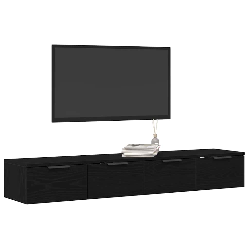 Wall Cabinets 2 pcs 68x30x20 cm Engineered Wood Black oak