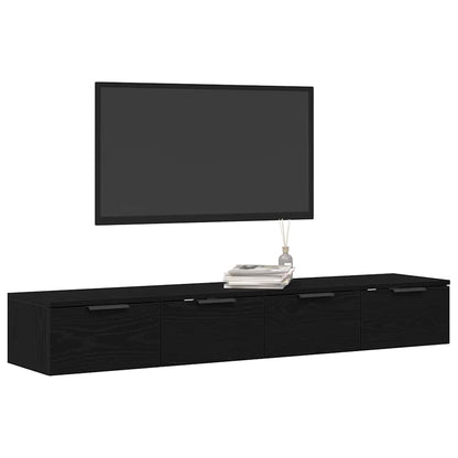 Wall Cabinets 2 pcs 68x30x20 cm Engineered Wood Black oak