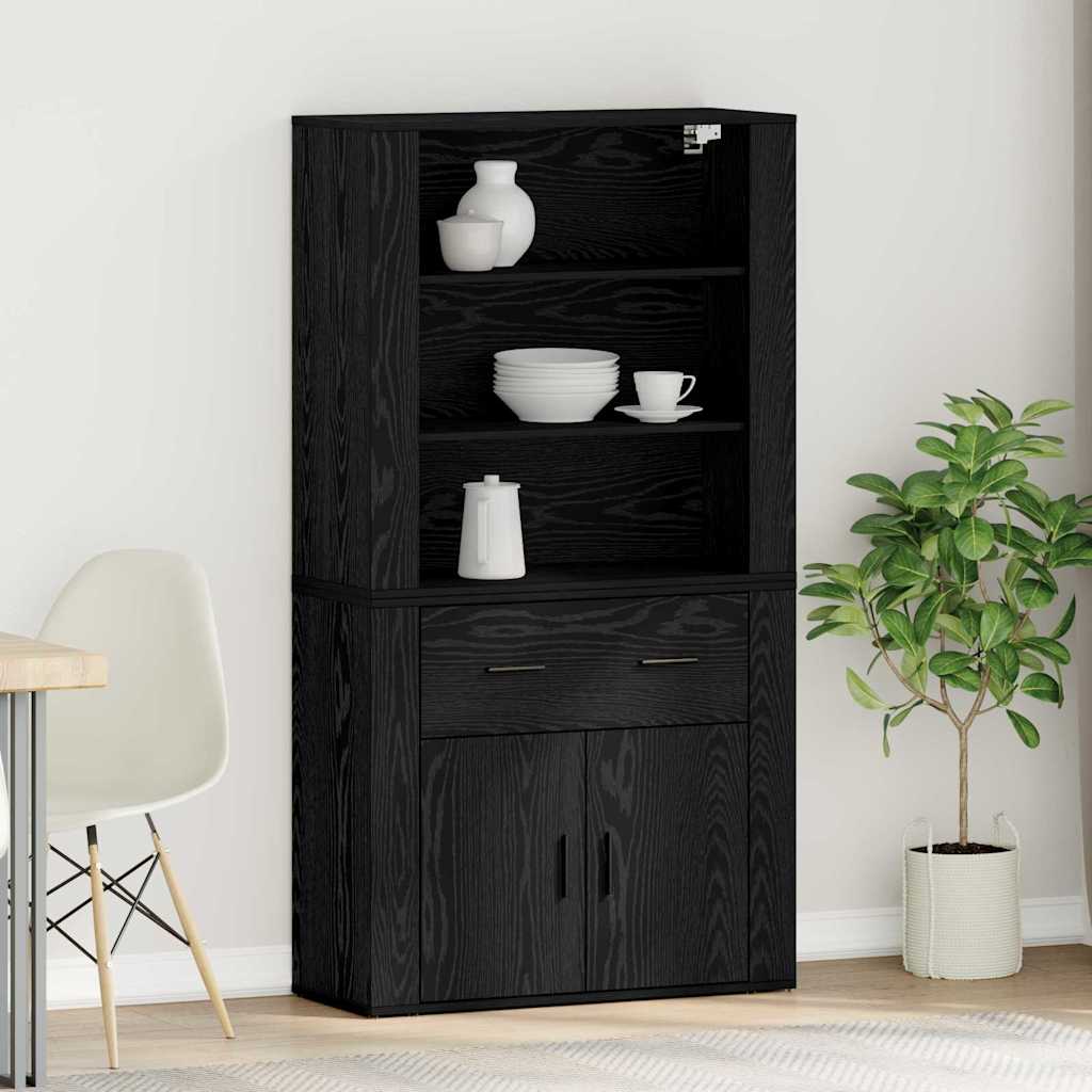 Highboard Engineered Wood Black oak