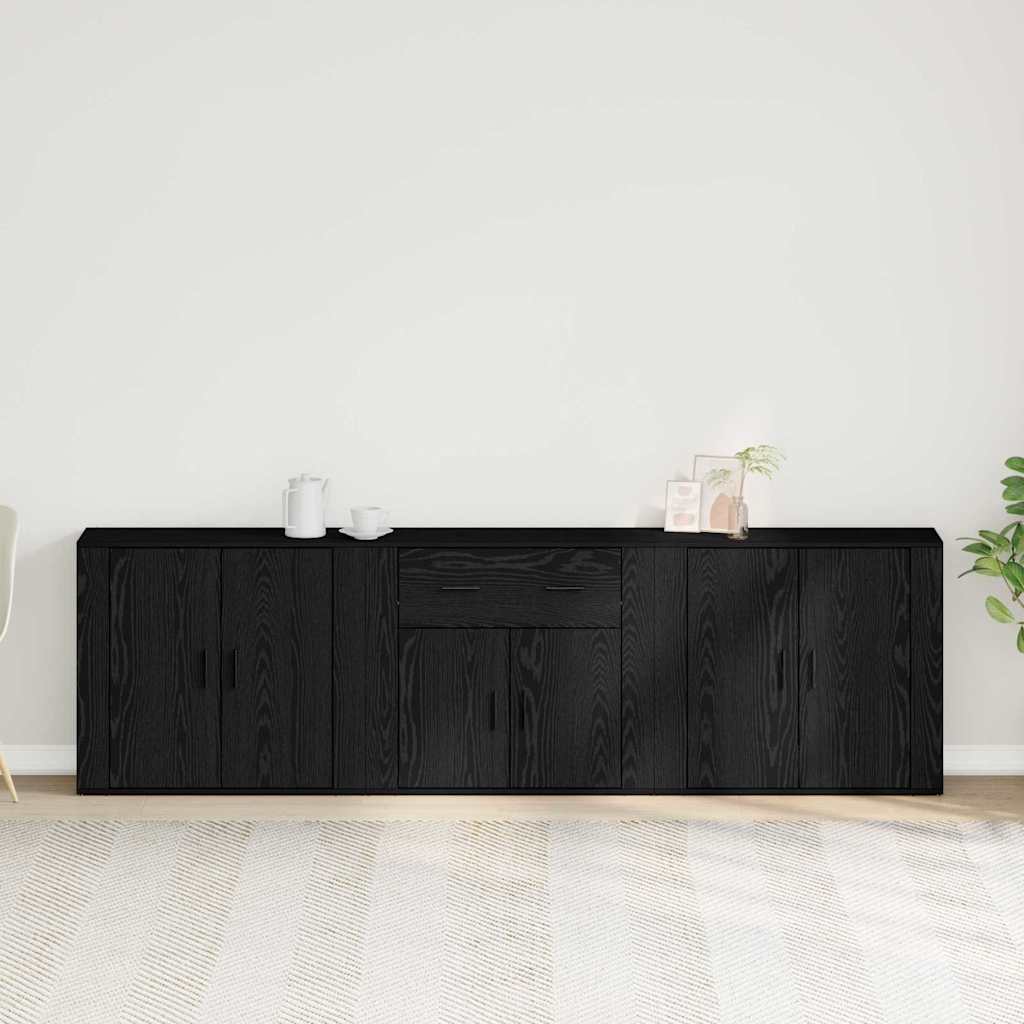 vidaXL Sideboard Black Oak 240 x 33 x 70 cm Engineered Wood 4