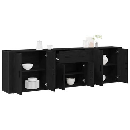 Sideboards 3 pcs Engineered Wood Black oak