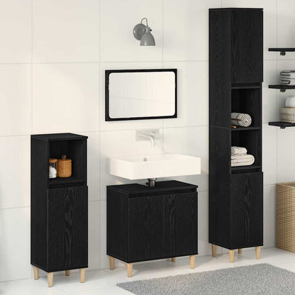 3 Piece Bathroom Furniture Set Engineered Wood Black oak