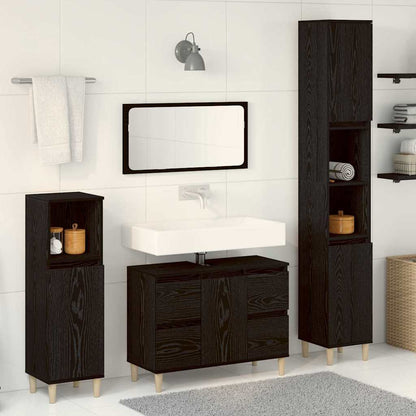 vidaXL Bathroom Furniture Set 3 pcs Black Oak 1