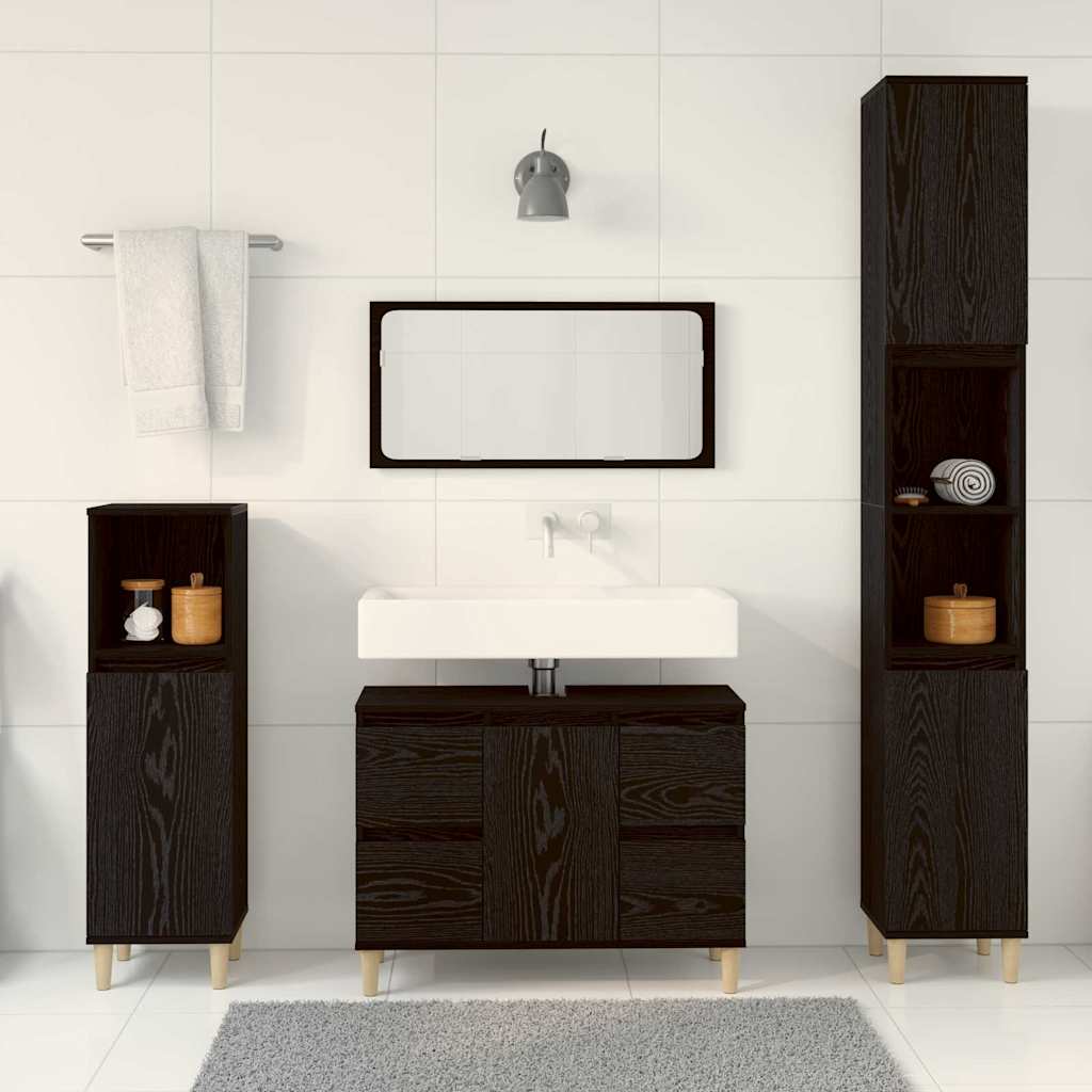 vidaXL Bathroom Furniture Set 3 pcs Black Oak 4