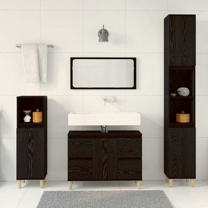 vidaXL Bathroom Furniture Set 3 pcs Black Oak 4