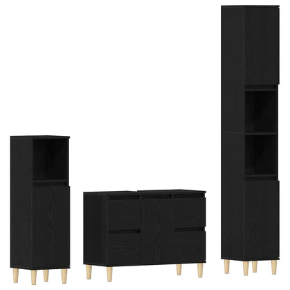 vidaXL Bathroom Furniture Set 3 pcs Black Oak 2