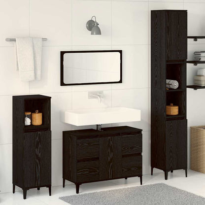 vidaXL Bathroom Furniture Set 3 pcs Black Oak 1