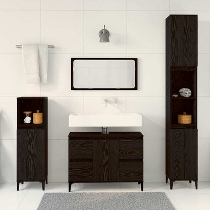 vidaXL Bathroom Furniture Set 3 pcs Black Oak 4