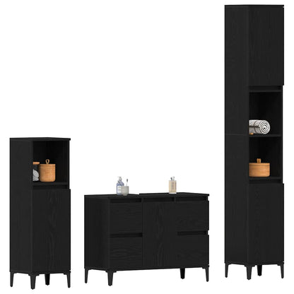 vidaXL Bathroom Furniture Set 3 pcs Black Oak 3