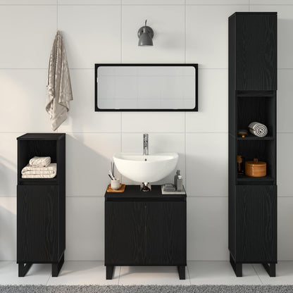 vidaXL Bathroom Furniture Set 3 pcs Black Oak 4