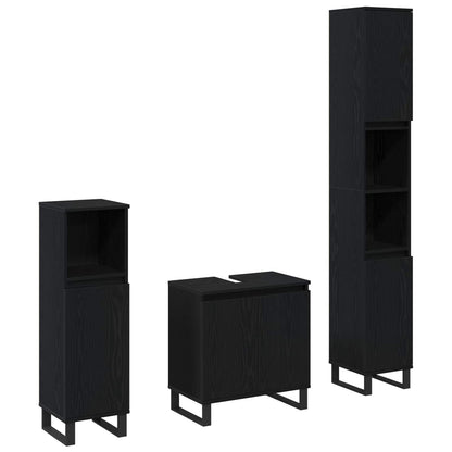 vidaXL Bathroom Furniture Set 3 pcs Black Oak 2