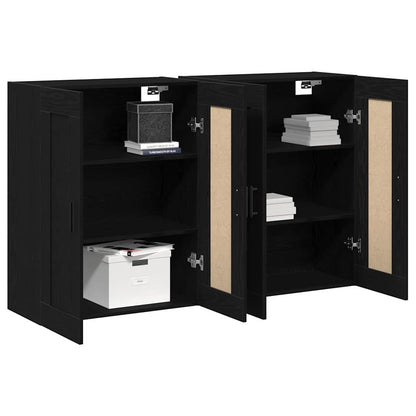 Wall Mounted Cabinets 2 pcs Engineered Wood Groove Black Black oak