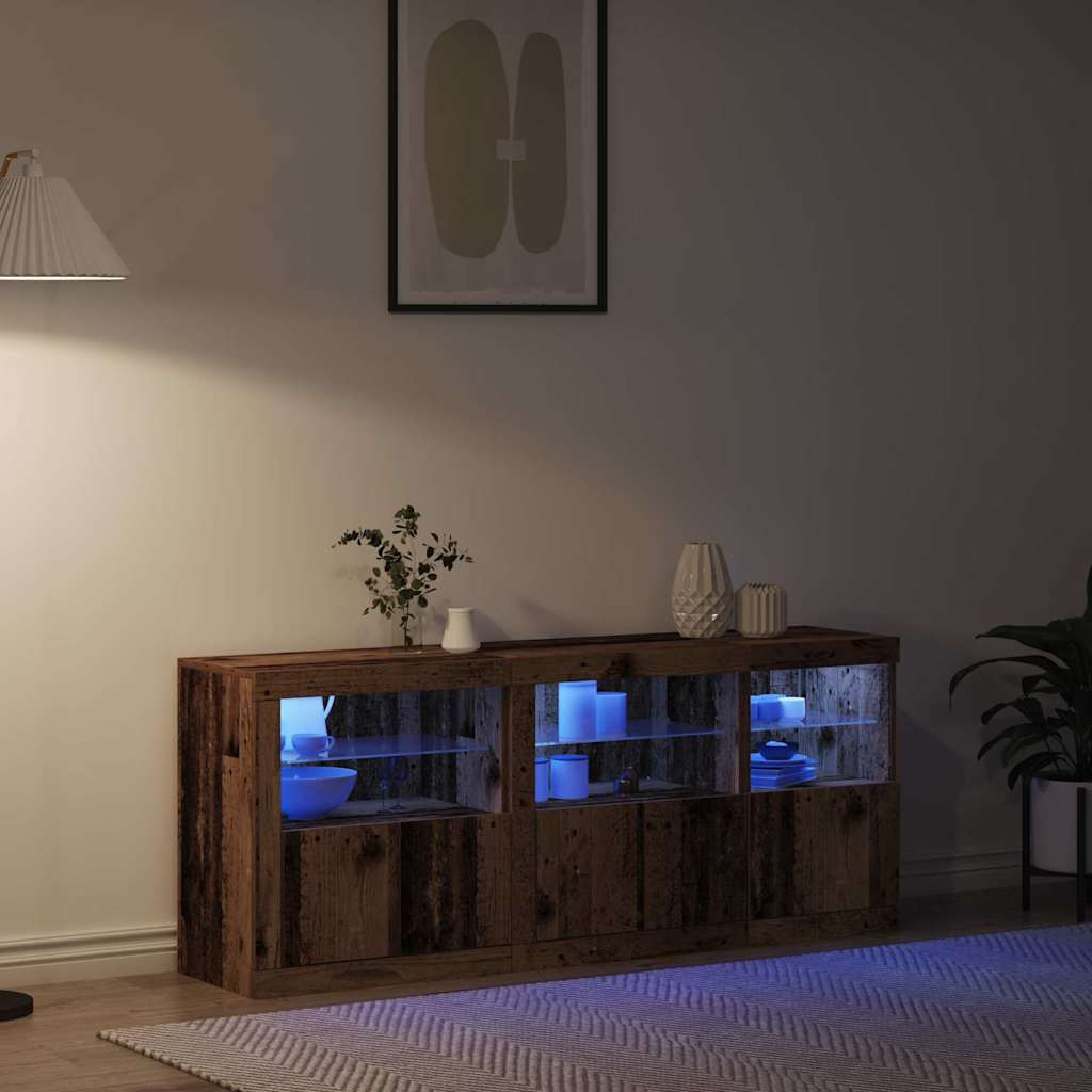 vidaXL LED Sideboard Old Wood 162 x 37 x 67 cm Engineered Wood 5