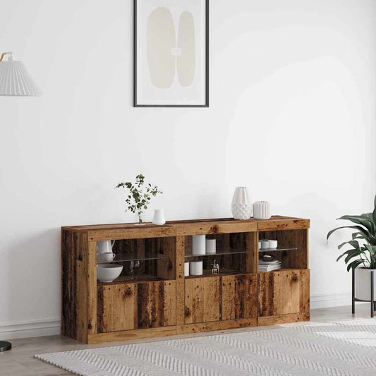 vidaXL LED Sideboard Old Wood 162 x 37 x 67 cm Engineered Wood 1