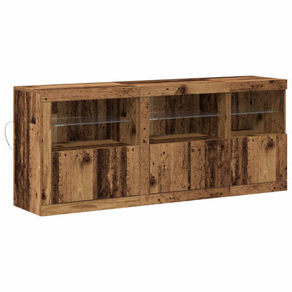 vidaXL LED Sideboard Old Wood 162 x 37 x 67 cm Engineered Wood 2