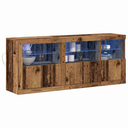vidaXL LED Sideboard Old Wood 162 x 37 x 67 cm Engineered Wood 3