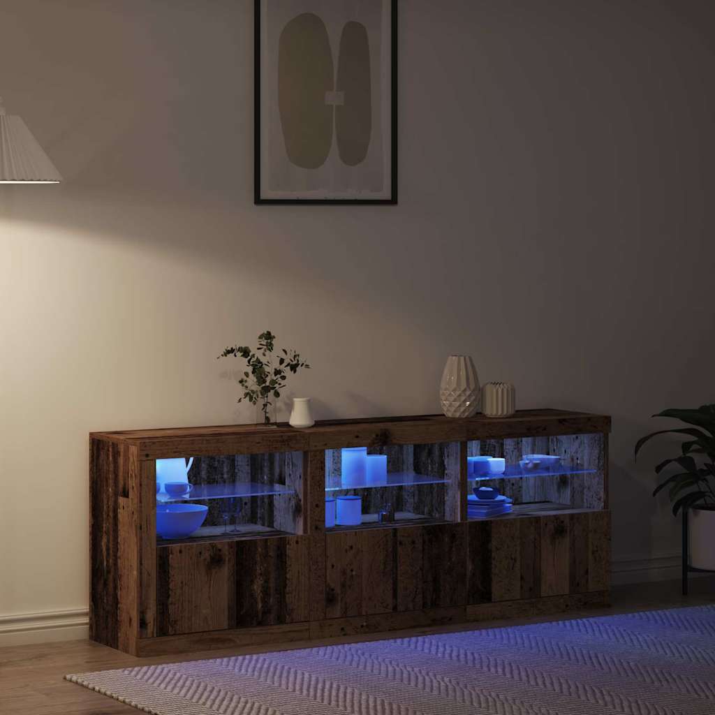 vidaXL LED Sideboard Old Wood 181 x 37 x 67 cm Engineered Wood 5