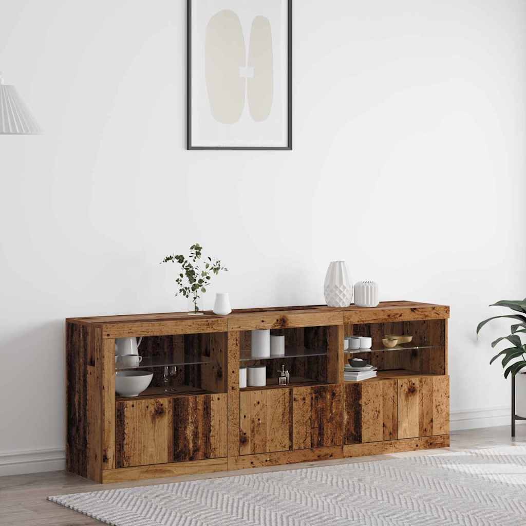 vidaXL LED Sideboard Old Wood 181 x 37 x 67 cm Engineered Wood 1