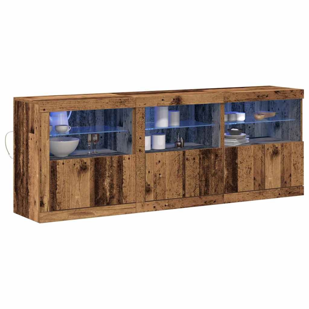 vidaXL LED Sideboard Old Wood 181 x 37 x 67 cm Engineered Wood 3